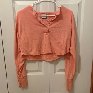 Urban Outfitters Peach Button-Up Crop Top